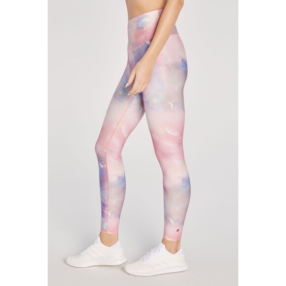 Wildfox 7/8 Leggings Womens Large Cosmic Pink High Rise Activewear Gym Celestial - Picture 2 of 11